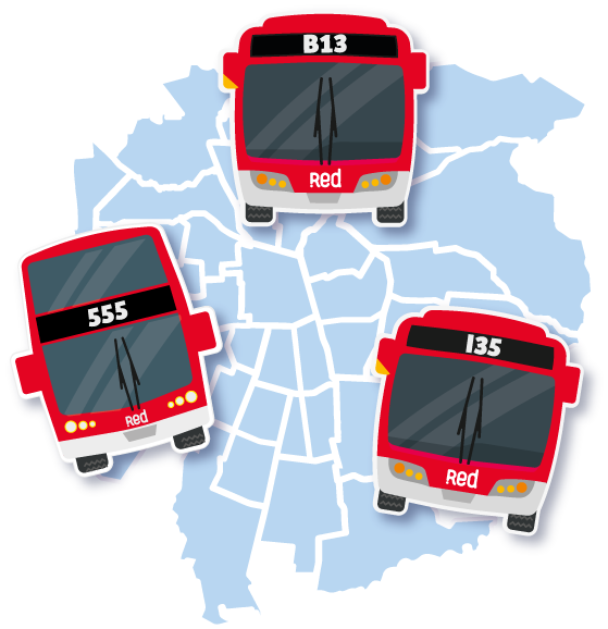 Red Movilidad cuenta con recorridos en 36 comunas, incluyendo servicios al Aeropuerto, Padre Hurtado y Lampa