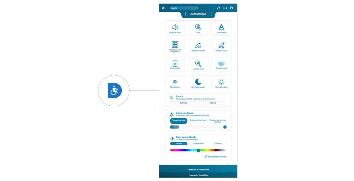 Opciones de accesibilidad web