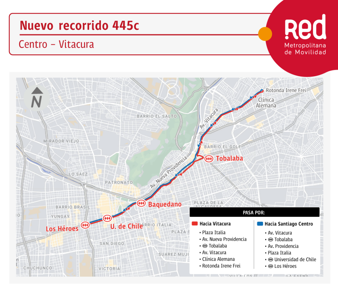 Nuevo recorrido 405c entre Santiago Centro y Vitacura